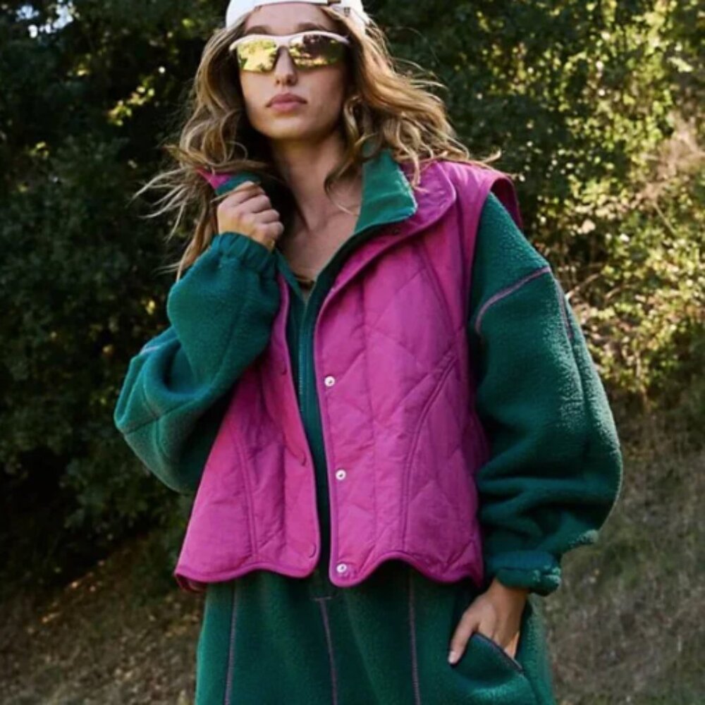Free People Pink Quilted Vest